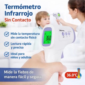 Termómetro infrarrojo digital tipo pistola sin contacto, ideal para medición rápida y precisa de temperatura corporal y superficies. Pantalla LCD. Uso médico y doméstico. Venta por mayoreo LX-AD801