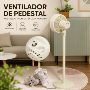 Ventilador de pedestal de 80 cm y 75W ideal para hogar y oficina. Diseño moderno y práctico. Venta por mayoreo