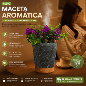 Humidificador y Difusor Aromático en Forma de Maceta Decorativa por Mayore