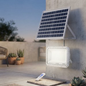 Lámpara solar LED de 200 W y 20,000 lm, luz blanca de 6500 K, protección IP66, panel ajustable y control remoto. Venta por mayoreo