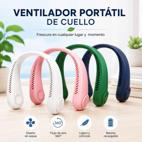 Ventilador Portátil de Cuello Recargable por Mayoreo