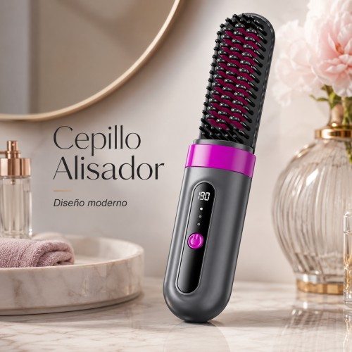 Cepillo alaciador inalámbrico recargable ideal para peinar y estilizar el cabello. Diseño portátil. Venta por mayoreo Cepillo alaciador inalámbrico recargable ideal para peinar y estilizar el cabello. Diseño portátil. Venta por mayoreo