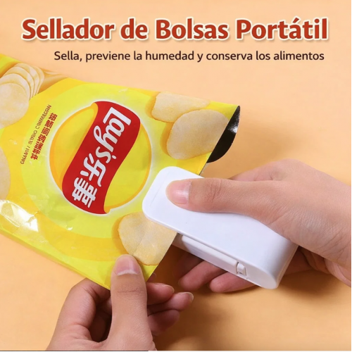 Sellador térmico portátil ideal para cerrar bolsas de plástico y alimentos. Compacto, fácil de usar y perfecto para cocina, hogar y negocios. 