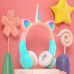 Audífonos de diadema bluetooth forma de unicornio con luz LY354