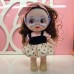Muñeca con cabello largo rizado, gafas de fantasía, diadema con orejitas de felpa y vestido rosa decorado con encaje y lazo VENTA AL POR MAYOR Lj-8547
