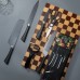 Set de cuchillos de acero inoxidable con pelador, tijera y base negra. Diseño moderno, resistente y funcional. Ideal para cocina doméstica o profesional. Venta al por mayor LJ-8849