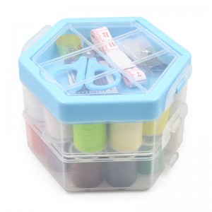 Kit de Costura Portátil con Estuche Hexagonal  Incluye Tijeras, Agujas, Cinta Métrica y Más  Venta por Mayoreo
