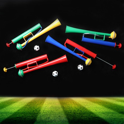 Corneta manual con bomba de aire, ideal para animar partidos, eventos deportivos y celebraciones del Mundial 2026. Venta por mayoreo M23929-8