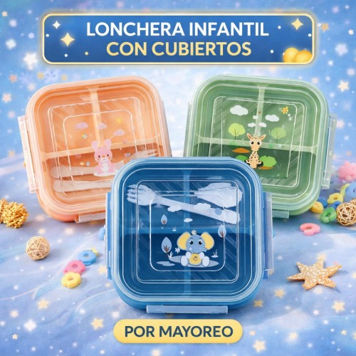 Lonchera Infantil con Cubiertos por Mayoreo M34878-4