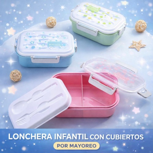 Lonchera Infantil con Cubiertos por Mayoreo M34878-5