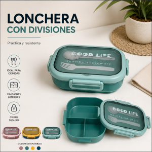Lonchera con divisiones y cubiertos por mayoreo