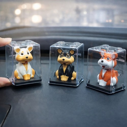 Figuras Decorativas de Perritos en Caja Acrílica por Mayoreo M6729-2