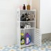 Gabinete organizador blanco de madera plástica con puertas y repisas abiertas, ideal para baño, cocina o tocador, diseño decorativo, venta por mayoreo 