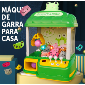 Máquina atrapa juguetes temática de rana para niños. Incluye muñequitos, luces, sonidos y controles fáciles. Venta al por mayor ME-076