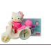 Reloj decorativo figura gatita en moto scooter color rosa para niños por mayoreo MH-1012