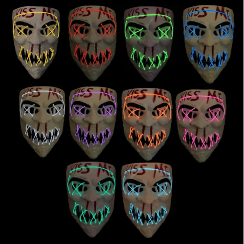 Máscara con luz LED y diseño KISS ME ideal para Halloween y disfraces venta por mayoreo MJ-0003
