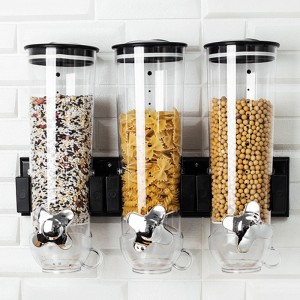 Dispensador  de alimentos secos montado en pared con tapa hermética y giro dosificador, ideal para cereales, arroz o pasta 1.5 L , venta al por mayor MPG-866 MPG-866