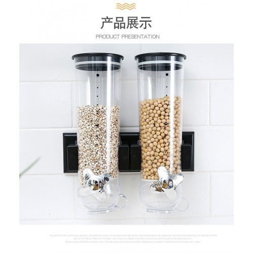Dispensador doble de pared para alimentos secos con tapa hermética y giro dosificador, ideal para cereales, granos y snacks 1.5 L, venta al por mayo MPG-867