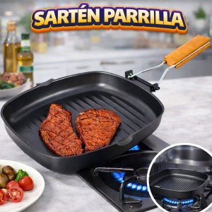 Sartén Parrilla Cuadrado Antiadherente con Mango Plegable Venta por Mayoreo MRY-164-1