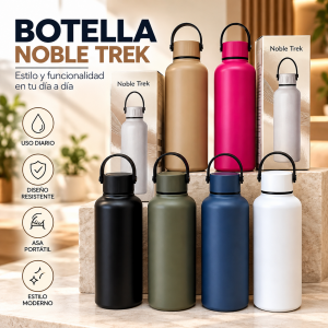 Botella Noble Trek de 800ml con asa integrada y varios colores, ideal para llevar bebidas durante el día. Venta por mayoreo