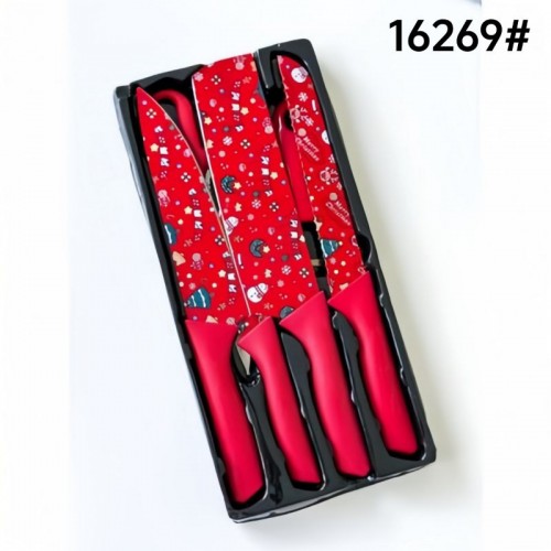 Set de cuchillos con diseño navideño, incluye cuchillos, pelador y tijeras. Colores surtidos. Modelo Grande. Venta por Mayoreo Set de cuchillos con diseño navideño, incluye cuchillos, pelador y tijeras. Colores surtidos. Modelo Grande. Venta por Mayoreo