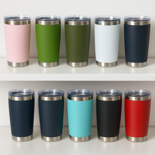 Vaso térmico 20 oz acero inoxidable con tapa deslizante, ideal para bebidas frías o calientes, en colores variados, venta por mayoreo 