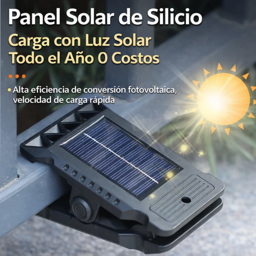 Luz LED solar para exteriores con panel solar integrado y sensor de movimiento. Ideal para camping, jardín y emergencias. Venta por mayoreo modelo NDK-0103