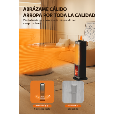 Calefactor eléctrico de torre con diseño moderno y efecto chimenea decorativo. Cuenta con tecnología de calefacción rápida, distribución uniforme del calor y sistema de seguridad venta al por mayor NF04