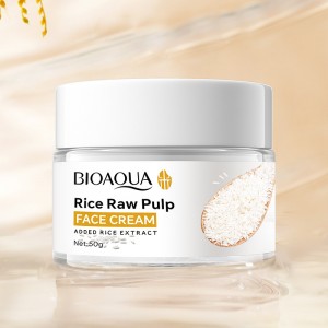 Crema facial de arroz BIOAQUA en presentación de 50 g para cuidado de la piel. Venta por mayoreo
