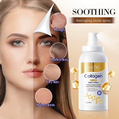 Spray facial hidratante con colágeno, efecto anti-edad, suaviza y refresca la piel, textura ligera tipo mist, ideal para todo tipo de piel, venta por mayoreo NO.SD38135