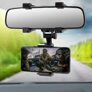 Soporte ajustable para celular con clip giratorio 360° para retrovisor de auto, ideal para navegación GPS y manos libres, modelo NU-0226-, venta por mayoreo