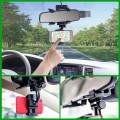 Soporte ajustable para celular con clip giratorio 360° para retrovisor de auto, ideal para navegación GPS y manos libres, modelo NU-0226-, venta por mayoreo