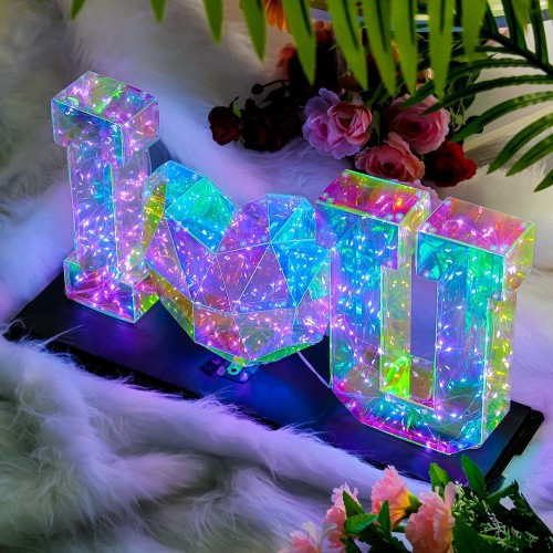 I LOVE U DE 25 CM CON 300 led de USB con luz led, Ellington Gifts Regalo de San  Valentín, hermoso arco iris LED  lámpara de mesa decoración Regalo único SDD1246