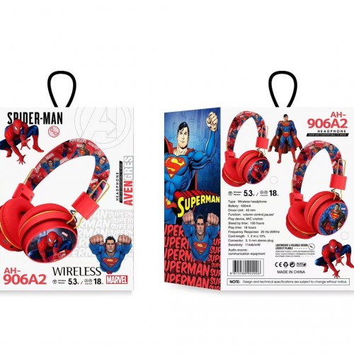 Auriculares Bluetooth montados en la cabeza dibujos animados  Superman Spider-Man lindo patrón auriculares. FR-4120