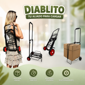 Carrito plegable tipo diablito ideal para transportar cajas y mercancía. Diseño práctico. Venta por mayoreo 