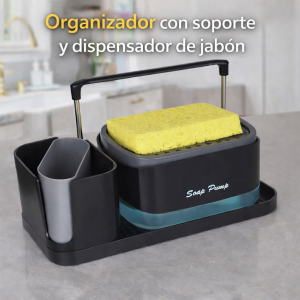 Organizador para fregadero con dispensador de jabón y soporte multifuncional venta por mayoreo P-11471