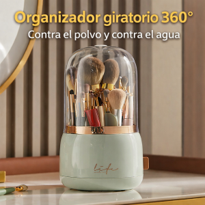 Organizador giratorio 360° para brochas y cosméticos con tapa protectora venta por mayoreo P-11473