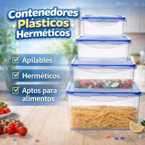 Juego de Contenedores Plásticos Herméticos Apilables para Alimentos – Venta por Mayoreo P-11527