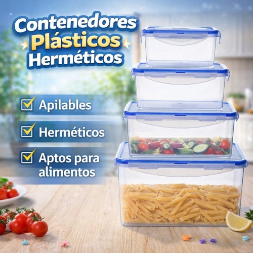 Juego de Contenedores Plásticos Herméticos Apilables para Alimentos – Venta por Mayoreo P-11527