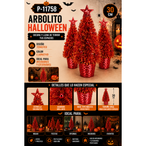 Arbolito Decorativo de Halloween Rojo con Estrella 30 cm