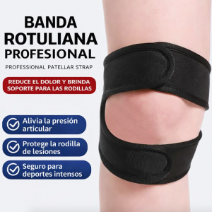 Banda rotuliana de doble cabeza con ajuste práctico, ideal para soporte y estabilidad en rodilla durante actividad física. Venta por mayoreo P-12186