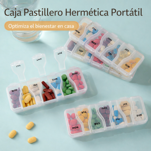 Pastillero Semanal Portátil con Compartimentos Individuales Mayoreo P-12191