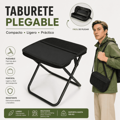 Taburete Plegable Portátil Compacto y Resistente para Camping por Mayoreo