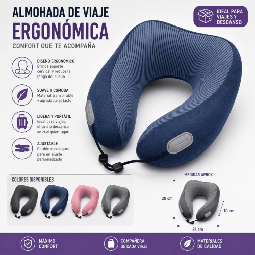 Almohada Ergonómica para Viaje de Memory Foam por Mayoreo