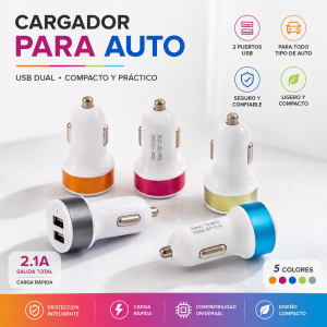 Cargador para Auto TC-1001 con 2 Puertos USB
