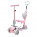 Patín scooter infantil premium 3 en 1 con asiento desmontable, canastilla y manubrio ajustable, diseño plegable, ideal para niños pequeños. Colores azul, rosa y verde. Venta por mayoreo 