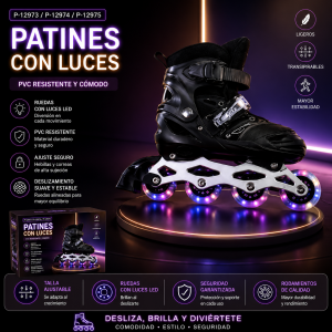 Patines en Línea Ajustables con Luces LED para Niños y Jóvenes