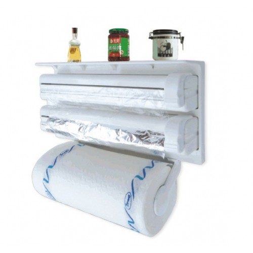 Soporte multifuncional para toallas de papel, soporte para envoltura de plástico, soporte para papel de aluminio, soporte para toallas de papel tipo pared, soporte para papel de aluminio de cocina multiusos