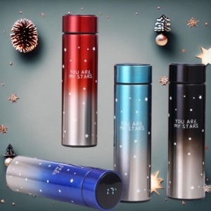 Termo de acero inoxidable con pantalla LED de temperatura – Diseño estrellado de 500ml JJYP103