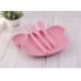 Set de plato infantil con forma de oso y cubiertos de trigo ecológico, ideal para bebés y niños pequeños, venta al por mayor PMY-15865